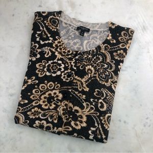 Talbots Petites Sweater Sparkly Black and Gold.